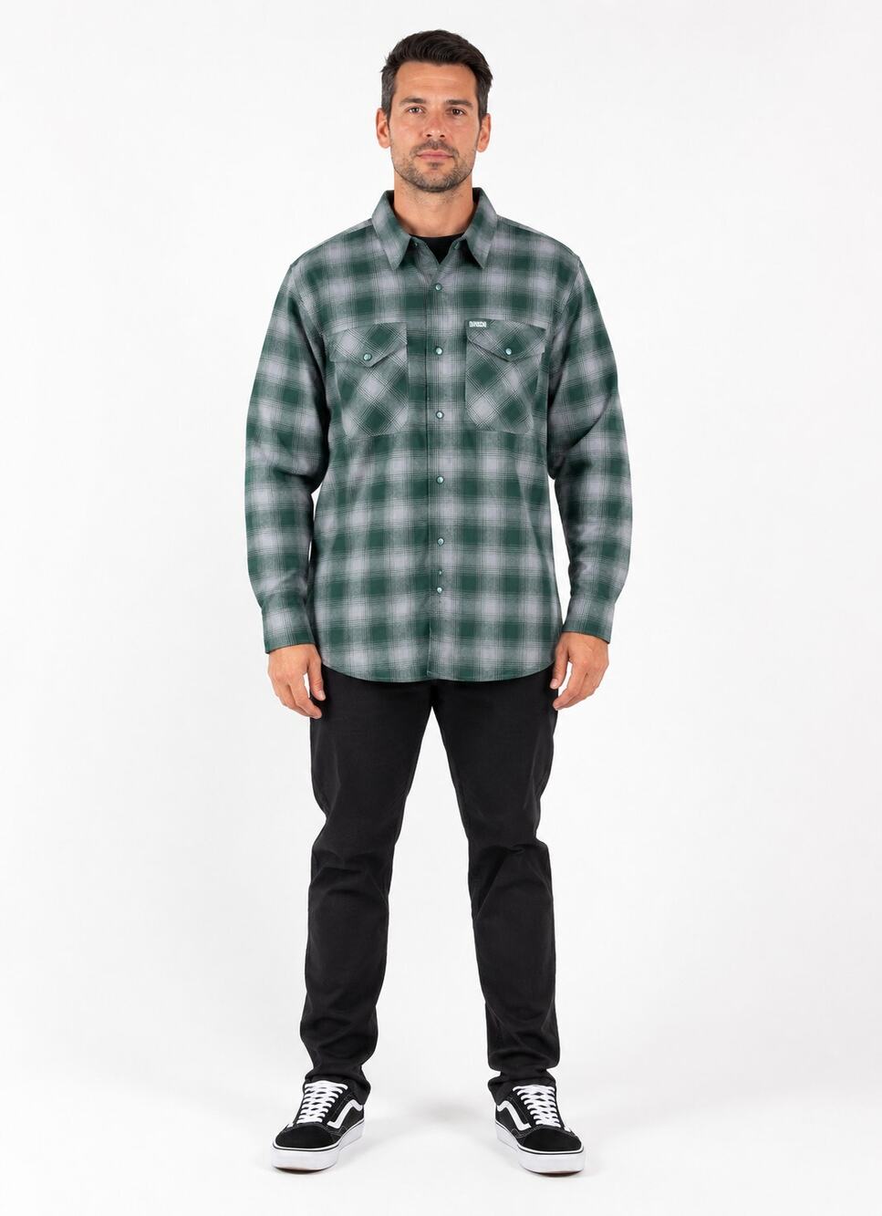 Dixxon Bixby Long Sleeve Pearl Snap Flannel Shirt Green Mens Size XL